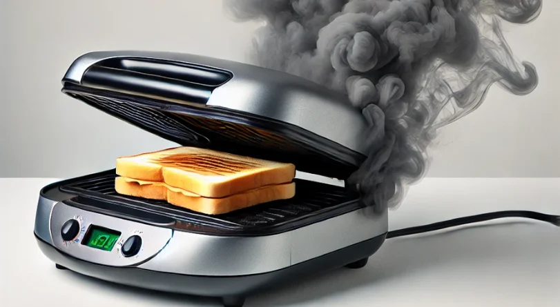 Smoke coming out of a sandwich maker